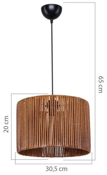 Lustra cu o singura lumina PWL-1117, E27 maro, 30x75 cm