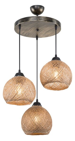 Lustra cu trei lumini PWL-1121, E27 maro, 40x75 cm