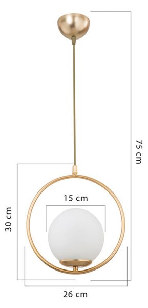 Lustra cu o singura lumina PWL-1193, E27 auriu, 26x75 cm