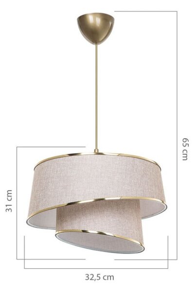 Lustra cu o singura lumina PWL-1127, E27 bej-maro-auriu, 32,5x65 cm