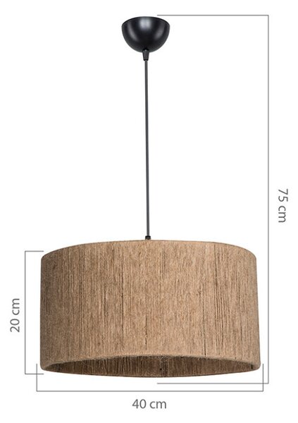 Lustra cu o singura lumina PWL-1184, E27 maro, 40x75 cm