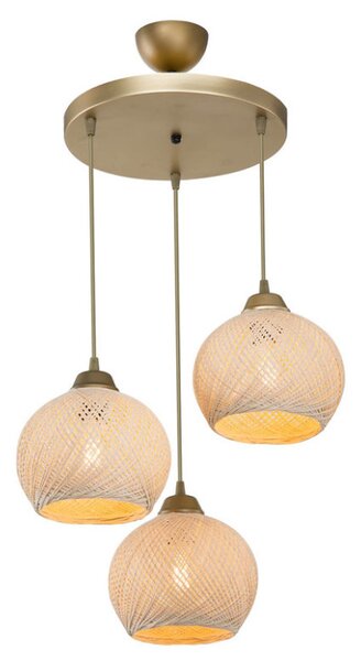 Lustra cu trei lumini PWL-1121, E27 crem-auriu, 40x75 cm