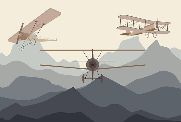 Fototapet Două avioane care zboară în aer, Fototapet copii, Fototapet populare, u95782 - Tapeko.ro