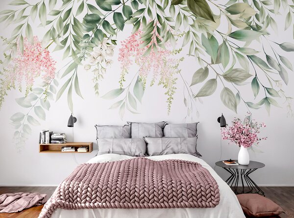 Fototapet Flori delicate și verdeață luxuriantă, Fototapet frunze, Fototapet populare, u95923 - Tapeko.ro