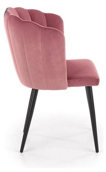 Scaun tapitat K386, roz/negru, stofa catifelat/metal, 60x58x84 cm