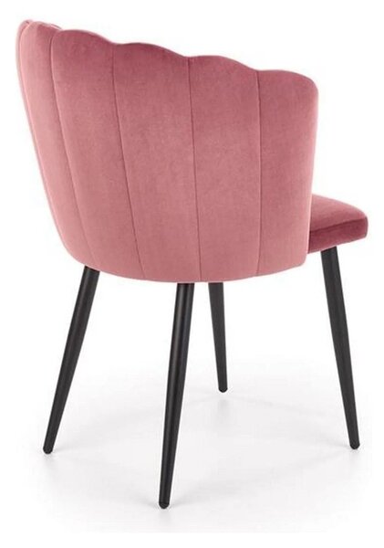 Scaun tapitat K386, roz/negru, stofa catifelat/metal, 60x58x84 cm