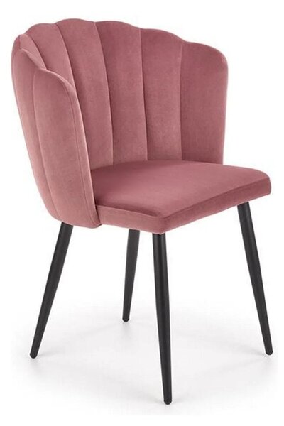 Scaun tapitat K386, roz/negru, stofa catifelat/metal, 60x58x84 cm