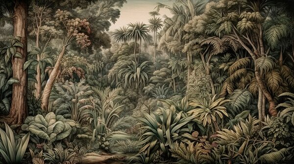 Fototapet Pictură de o pădure, Fototapet jungle, Fototapet populare, u96093 - Tapeko.ro