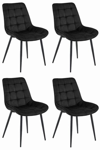 Set 4 Scaune Bucatarie/Dining Joy Negre Catifea
