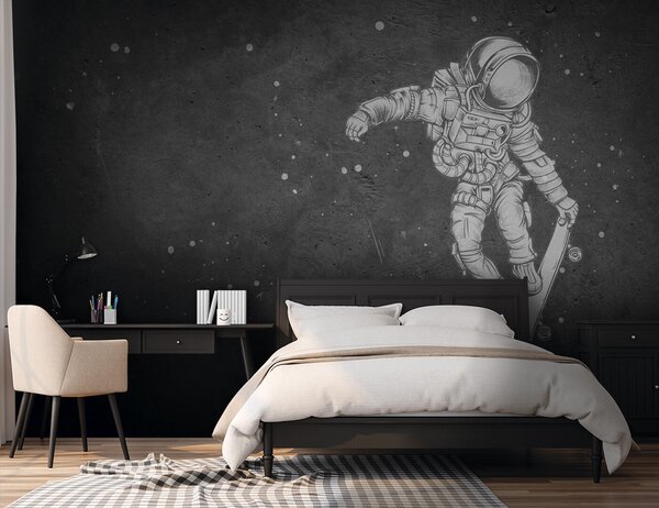 Fototapet Desen de un astronaut pe un skateboard, Fototapet băieți, Fototapet populare, u96123 - Tapeko.ro