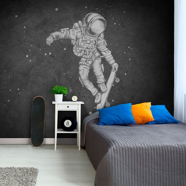 Fototapet Desen de un astronaut pe un skateboard, Fototapet băieți, Fototapet populare, u96123 - Tapeko.ro
