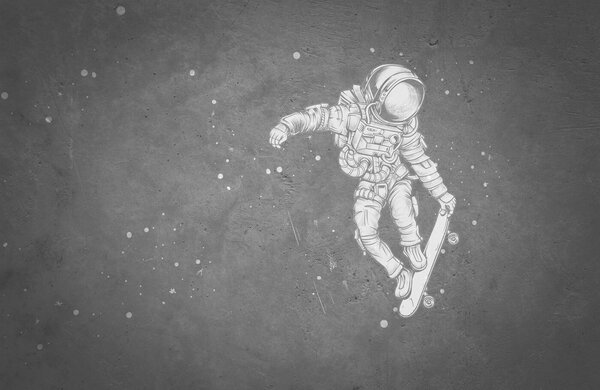 Fototapet Desen de un astronaut pe un skateboard, Fototapet băieți, Fototapet populare, u96123 - Tapeko.ro