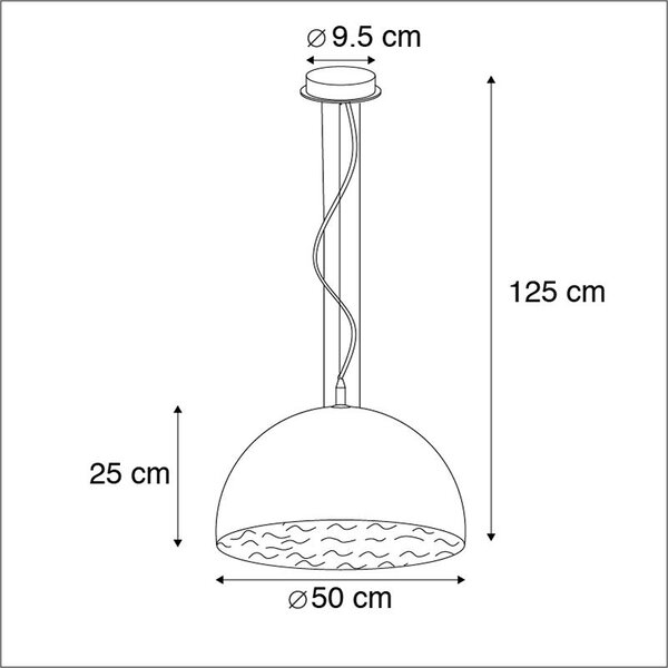 Lampă industrială cu pandantiv neagră cu auriu 50 cm - Magna