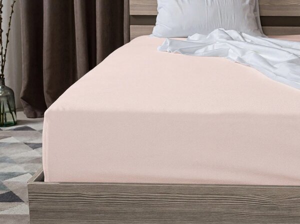 Cearsaf Jersey cu elastic 180 x 200 cm roz deschis