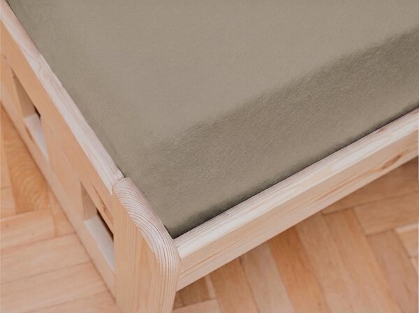 Cearceaf jersey pentru patut copii maro deschis 70 x 140 cm