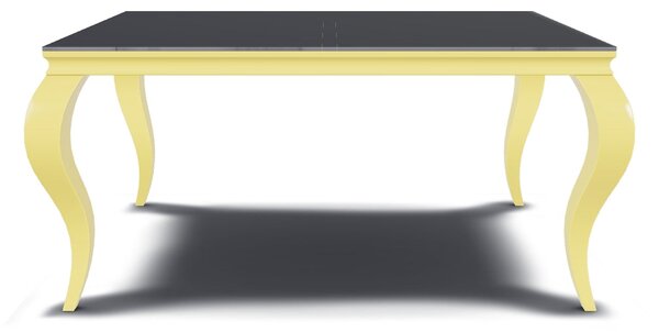 Masa PRINCE, negru/auriu, sticla/metal, 150x90x75 cm