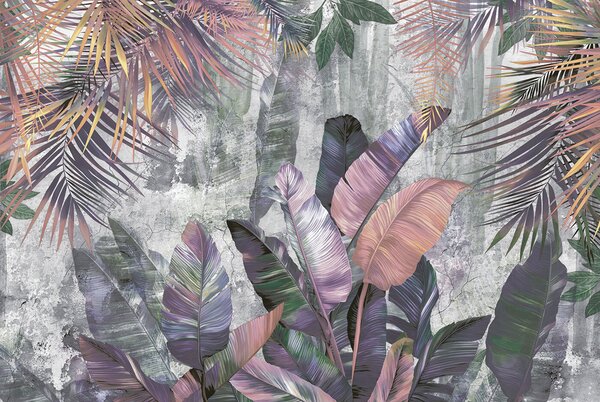 Fototapet Frunze tropicale în nuanțe delicate de pastel, Fototapet frunze, Fototapet populare, u96338 - Tapeko.ro