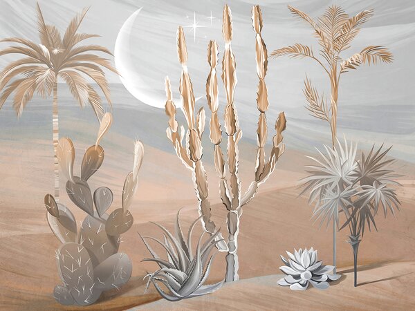 Fototapet Desert peisaj cu cactus și palmieri, Fototapet 3D, Fototapet populare, u96444 - Tapeko.ro
