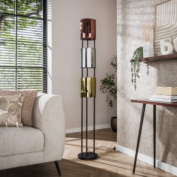 Zijlstra Lampadar Lucente Tricolore, negru, 3 becuri, 175 cm, E27, Negru, Camera de zi / sufragerie, Metal, Modern