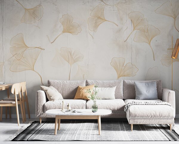 Fototapet Frunze delicate de ginkgo pe un fundal senin, Fototapet designer, Fototapet populare, u96467 - Tapeko.ro