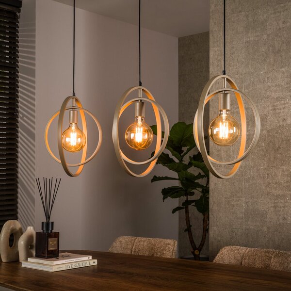 Zijlstra Lampă suspendată Turn Around, bej, 3 becuri, 130 cm, E27, reglabil, Bej, Camera de zi / sufragerie, Metal, Modern