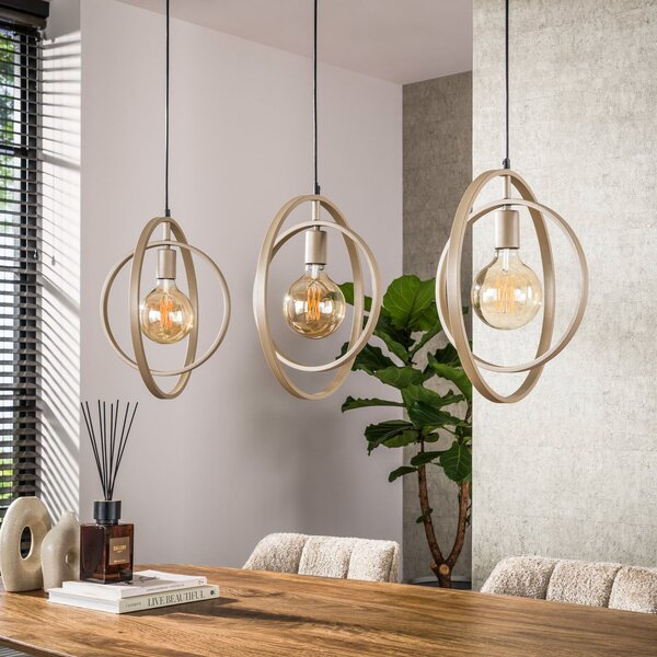 Zijlstra Lampă suspendată Turn Around, bej, 3 becuri, 130 cm, E27, reglabil, Bej, Camera de zi / sufragerie, Metal, Modern