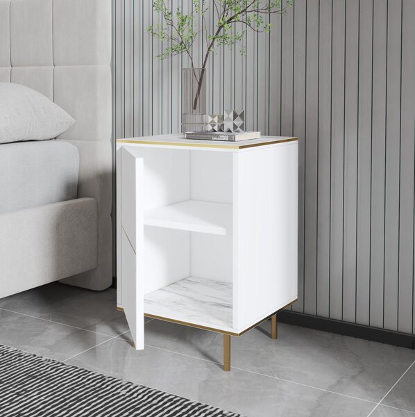 Noptieră Mamene 1 (marmură deschis + auriu). Promo -18%. 1094429