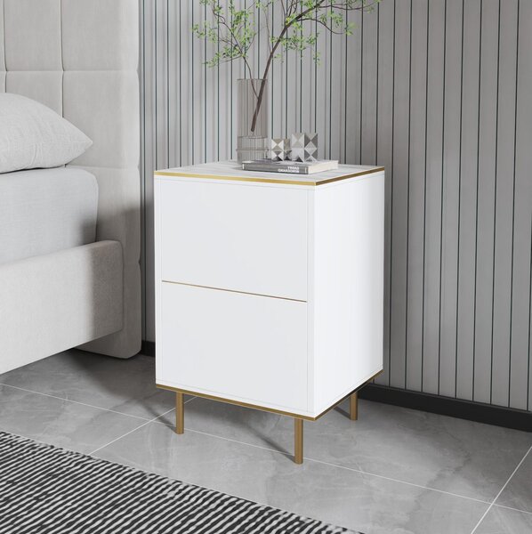 Noptieră Mamene 1 (marmură deschis + auriu). Promo -18%. 1094429