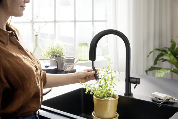 Hansgrohe Aqittura M91 baterie de bucatarie cu filtru pe picior negru 76801670