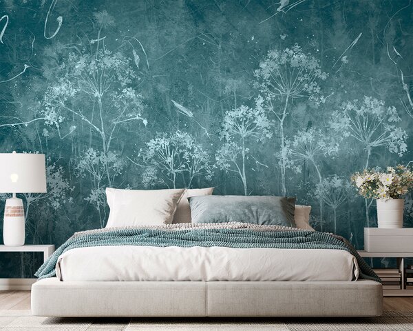 Fototapet Design artistic floral pe fundal texturat, Fototapet flori, Fototapet populare, u96551 - Tapeko.ro