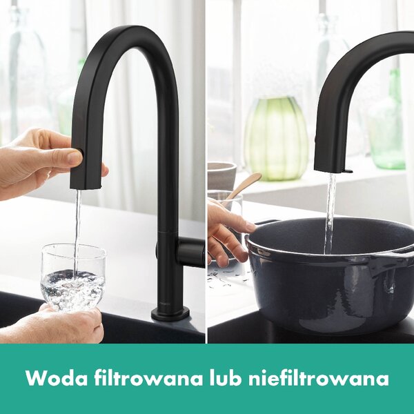 Hansgrohe Aqittura M91 baterie de bucatarie cu filtru pe picior negru 76800670