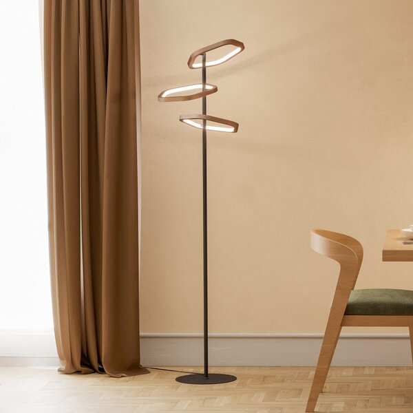 Stars of Light Lampadar LED Estrella, bronz/negru, 160 cm, reglabil, Bronz / Alamă Veche, Camera de zi / sufragerie, Metal, Modern