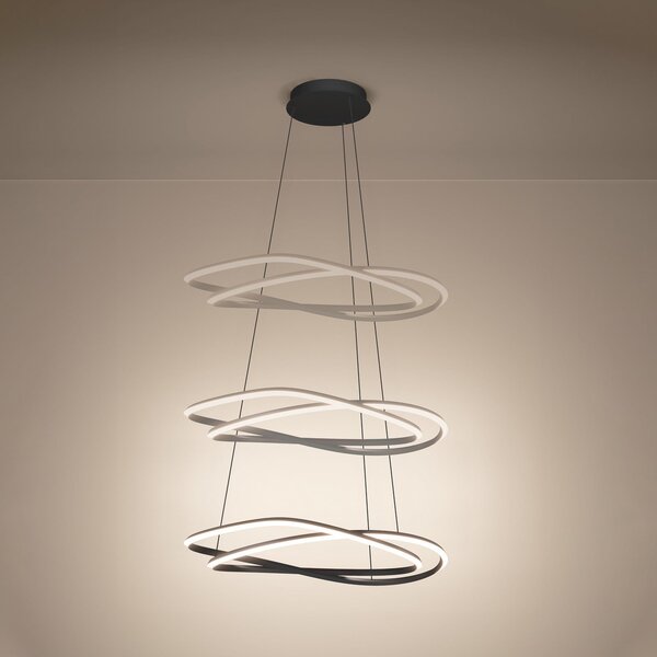 Stars of Light Lampă suspendată LED Guntin, gri, 62 cm, metal, CCT, reglabil, Gri, Camera de zi / sufragerie, Metal, Modern