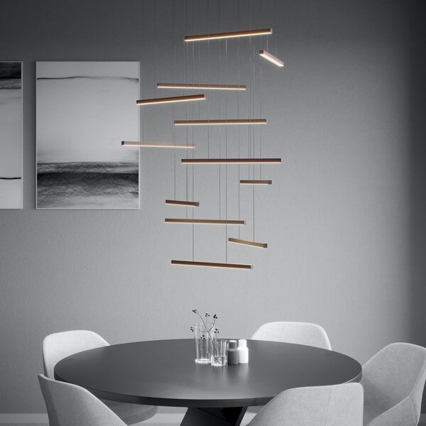 Stars of Light Lampă suspendată LED Lindoza, negru, 44 cm, 12 becuri, reglabil, Negru, Camera de zi / sufragerie, Metal, Modern