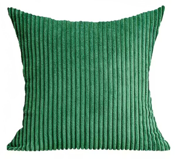 Husă elegantă pentru pernă decorativă din catifea cordonată, 45 x 45 cm – Verde