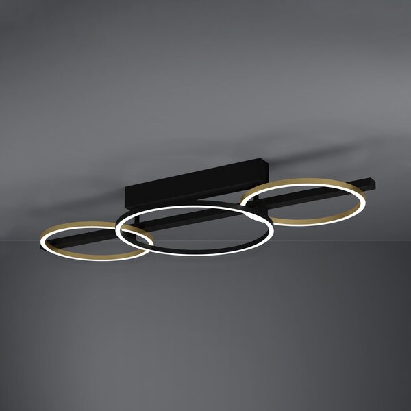 Stars of Light Plafonieră LED Lanacera, negru/auriu, 96 cm, reglabil, Negru, Camera de zi / sufragerie, Metal, Modern