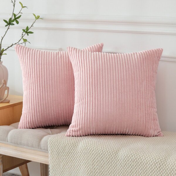 Husă elegantă pentru pernă decorativă din catifea, 45 x 45 cm – Roz
