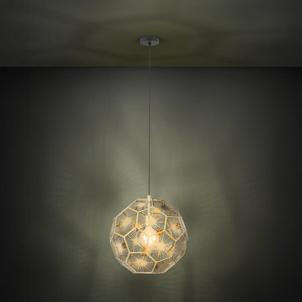 Stars of Light Lampă suspendată Skoura, alamă, Ø 50 cm, metal, reglabil, Auriu / Alamă, Camera de zi / sufragerie, Metal, Modern