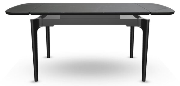 Masa extensibila SENTO, negru mat cu efect de marmura, ceramica/lemn