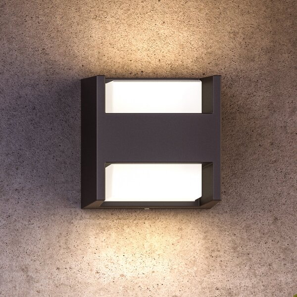 Philips LED-aparat de iluminat exterior Arbour 2 becuri, 2.700 K, Negru, Metal, Modern, Perete unghiular