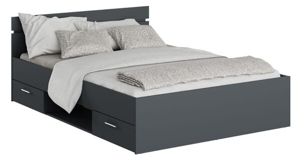 Pat matrimonial 140 cm Michigin (grafit) (cu spațiu de depozitare). 1096900
