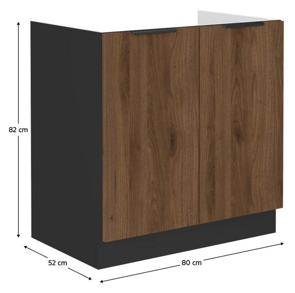 Dulap inferior chiuvetă Monzesa 80 ZL 2F BB (nuc okapi + negru) . 1096932