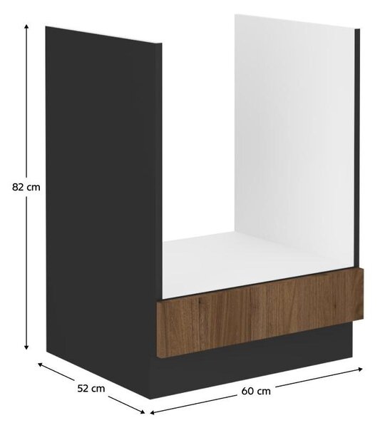 Dulap inferior de bucătărie pentru cuptor încorporat Monzesa 60 D GAZ BB (nuc okapi + negru) . 1096936
