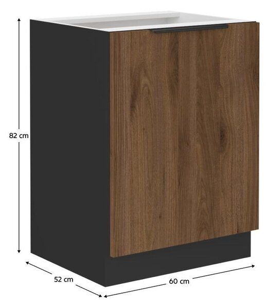 Dulap inferior de bucătărie Monzesa 60 D 1F BB (nuc okapi + negru) . 1096935