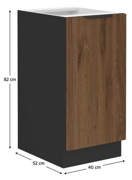 Dulap inferior de bucătărie Monzesa 40 D 1F BB (nuc okapi + negru) . 1096941