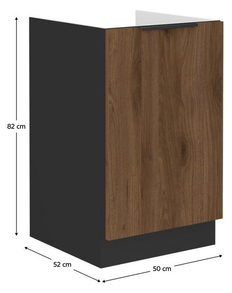 Dulap inferior chiuvetă Monzesa 50 ZL 1F BB (nuc okapi + negru) . 1096938