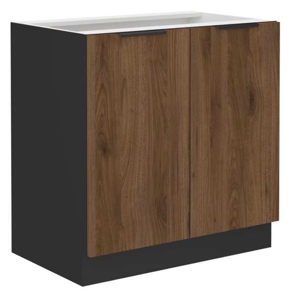 Dulap inferior de bucătărie Monzesa 80 D 2F BB (nuc okapi + negru) . 1096933