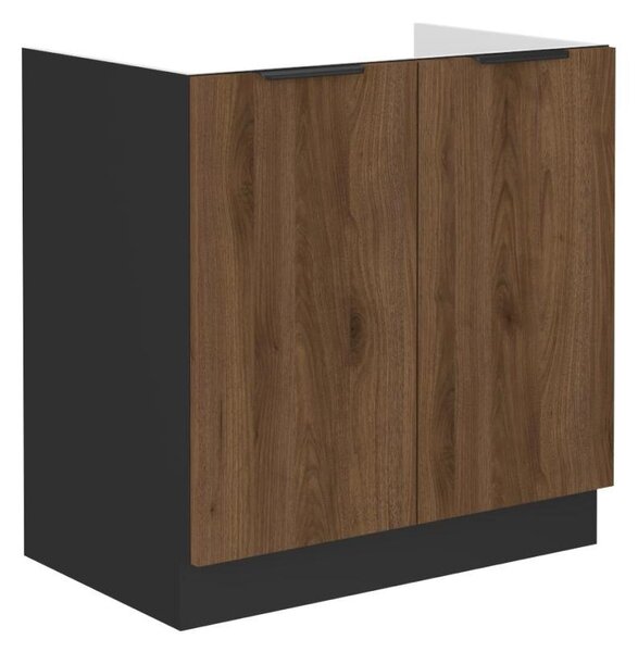 Dulap inferior chiuvetă Monzesa 80 ZL 2F BB (nuc okapi + negru) . 1096932