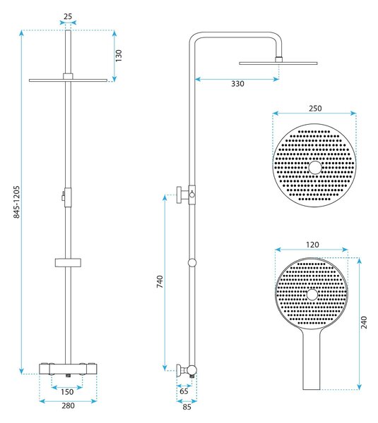 Coloana de dus cu termostat Drop Titan