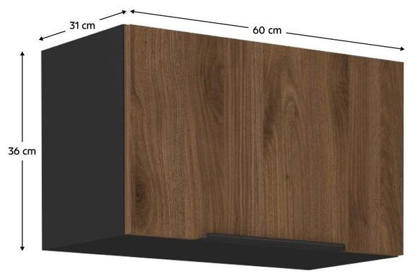 Dulap superior de bucătărie Monzesa 60 GU 36 1F (nuc okapi + negru) . 1096949